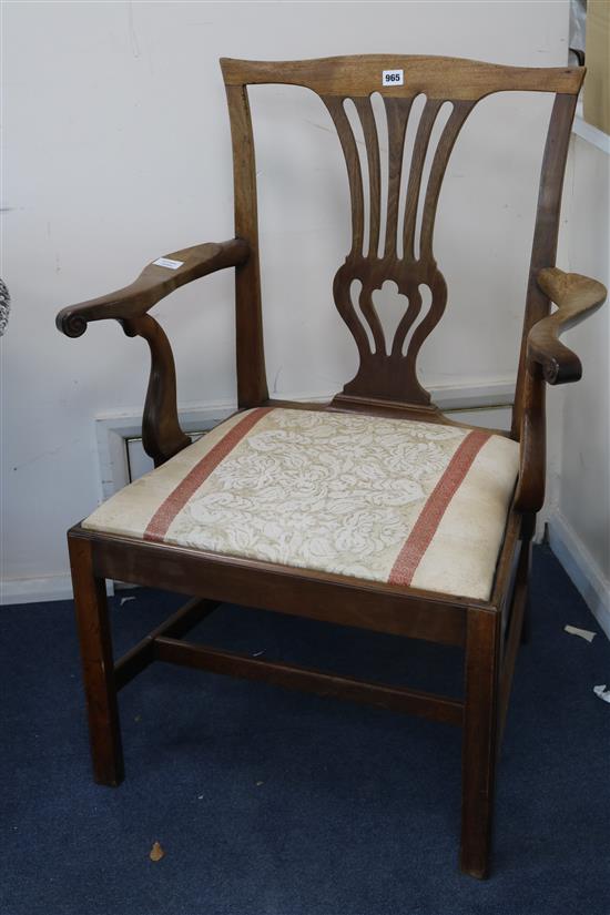 A George III mahogany elbow chair